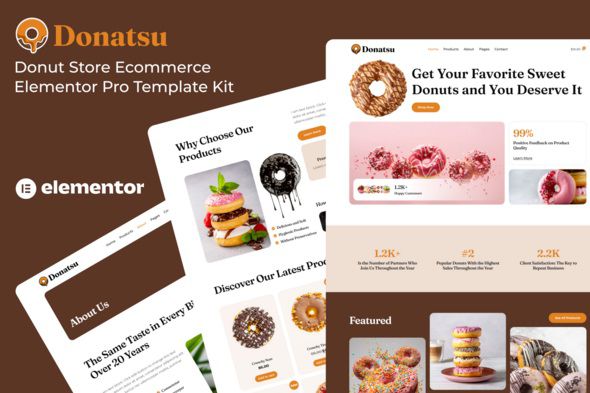 Donatsu - Donut Store Ecommerce Elementor Pro Template Kit