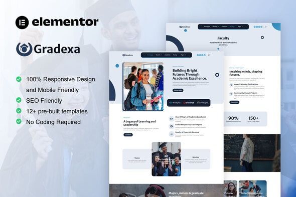 Gradexa - University & School Elementor Pro Template Kit