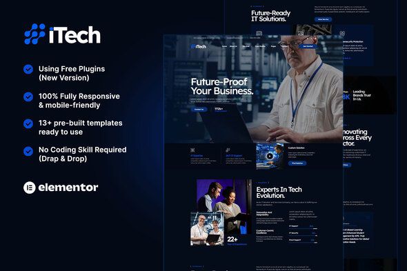 iTech - IT Solutions & Services Company Elementor Template Kit 1 iTech IT Solutions & Services Company Elementor Template Kit