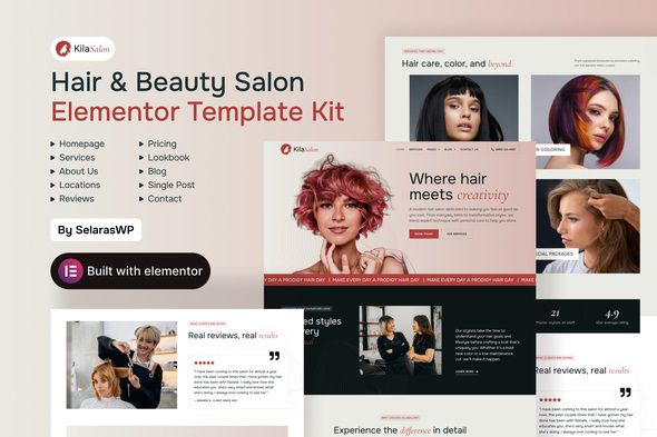 KilaSalon - Hair and Beauty Salon Elementor Template Kit