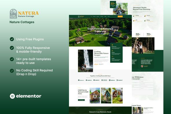 Natura - Nature Cottages Elementor Template Kit 1 Natura - Nature Cottages Elementor Template Kit