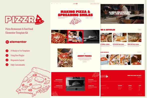 Pizzra - Pizza Restaurant & Fast Food Elementor Template Kit