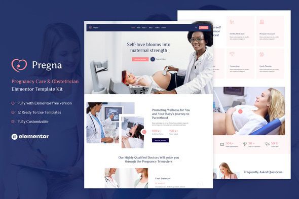 Pregna Prenatal Care & Obstetrician Elementor Template Kit