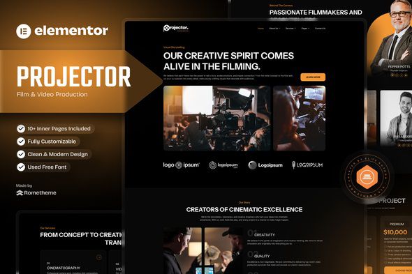 Projector Film & Video Production Elementor Template Kit