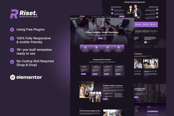 Riset - Research Services & Agency Elementor Template Kit