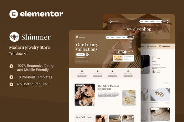 Shimmer Modern Jewelry Store Elementor Template Kit