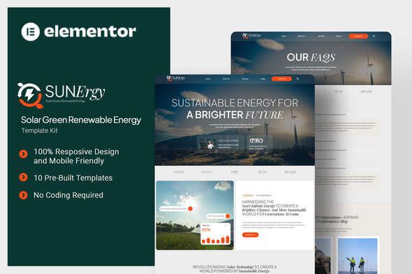 Sunergy - Solar Green Renewable Energy Elementor Template Kit