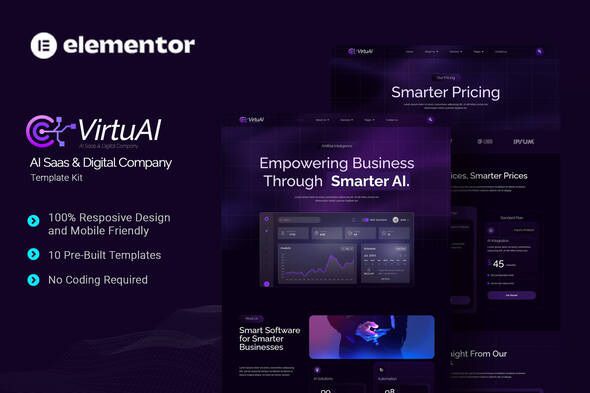 VirtuAI - AI Saas & Digital Company Elementor Template Kit
