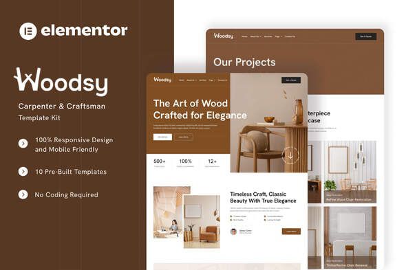 Woodsy - Carpenter & Craftsman Elementor Template Kit