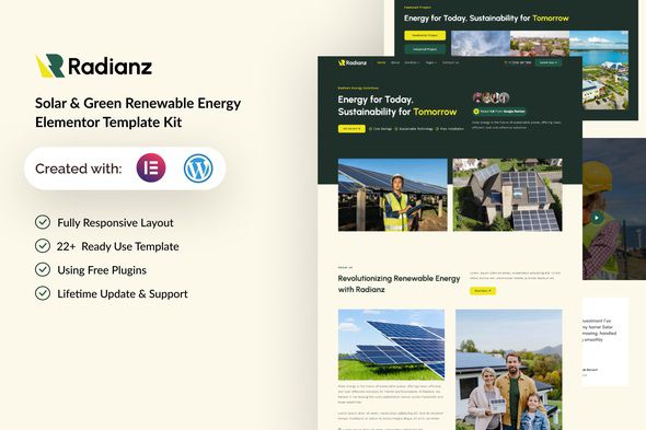 Radianz - Solar & Green Renewable Energy Elementor Template Kit