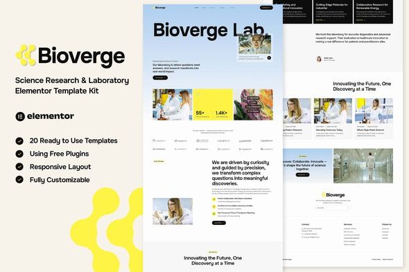 Bioverge - Science Research & Laboratory Elementor Template Kit