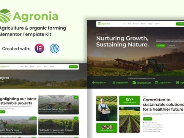 Agronia - Agriculture & Organic Farming Elemenntor Template Kit