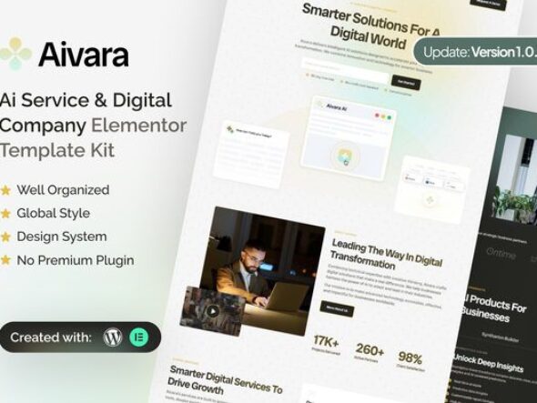 Aivara - AI Service & Digital Company Elementor Template Kit