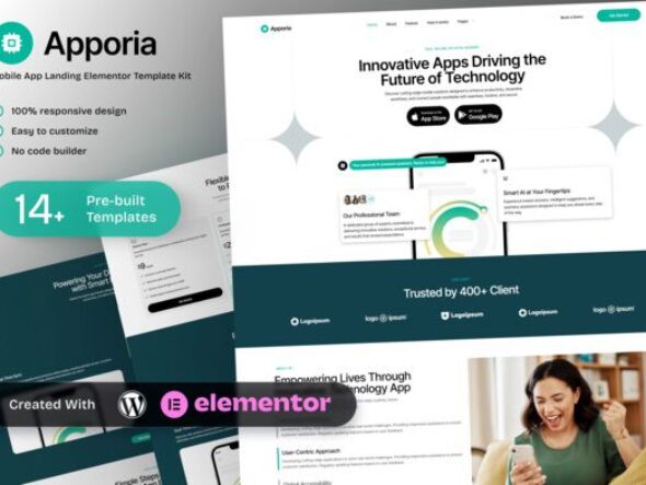 Apporia - Mobile App Landing Elementor Template Kit