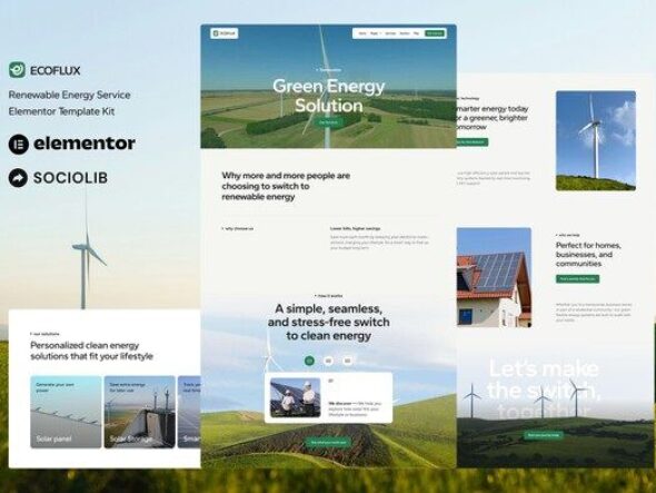 Ecoflux - Renewable Energy & Solar Panel Elementor Template Kit