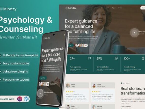 Mindzy - Psychology & Counseling Elementor Template Kit