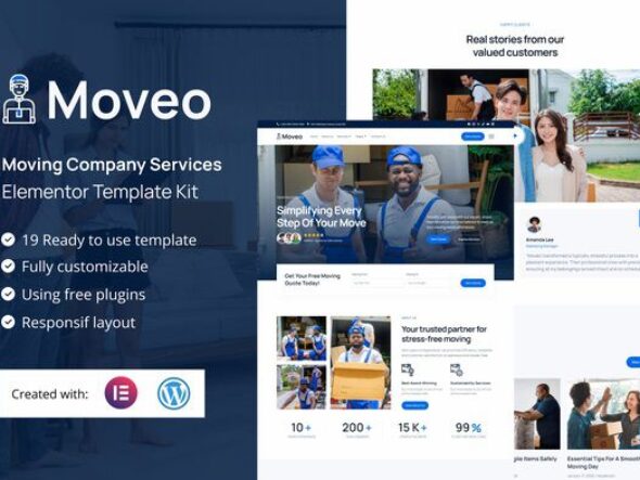 Moveo - Moving Company Services Elementor Template Kit