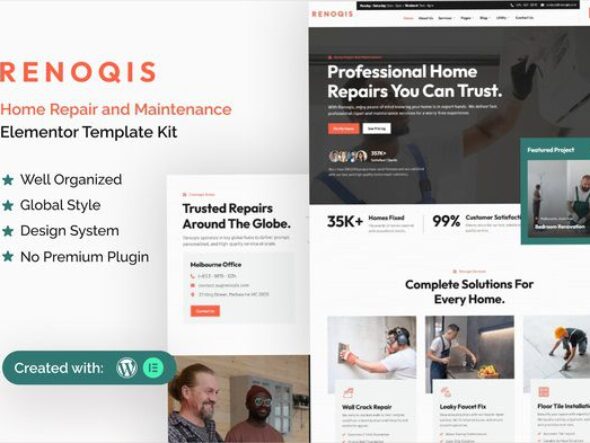 Renoqis - Home Repair & Maintenance Elementor Template Kit