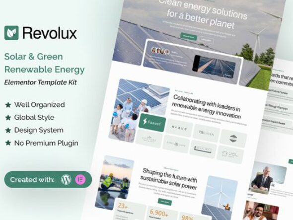 Revolux - Solar & Green Energy Elementor Template Kit