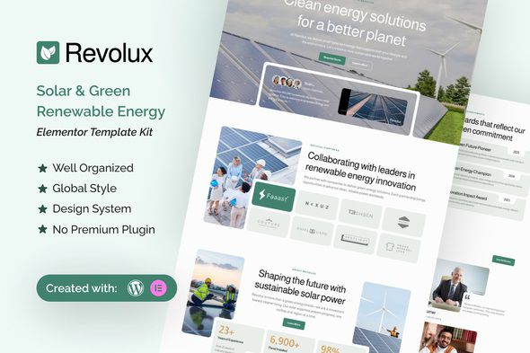 Revolux - Solar & Green Energy Elementor Template Kit
