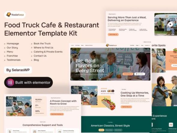RodaRasa - Food Truck Cafe & Restaurant Elementor Pro Template Kit