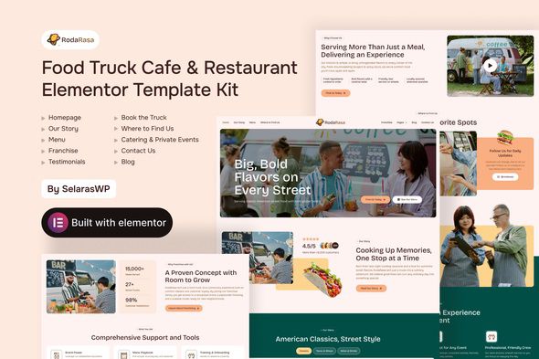 RodaRasa - Food Truck Cafe & Restaurant Elementor Pro Template Kit