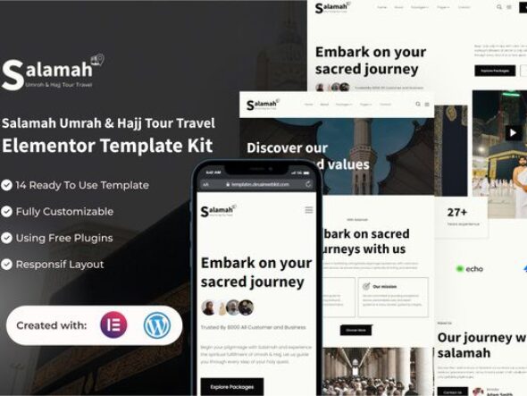 Salamah - Umrah & Hajj Tour Travel Elementor Template Kit