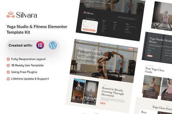 Silvara - Yoga Studio & Fitness Elementor Template Kit