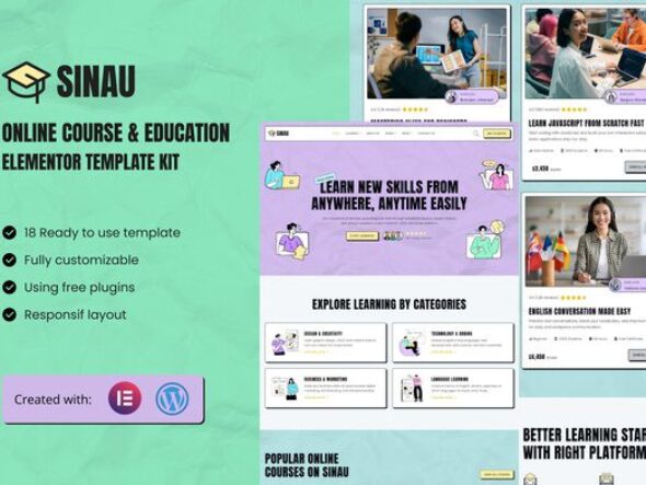 Sinau - Online Course & Education Elementor Template Kit