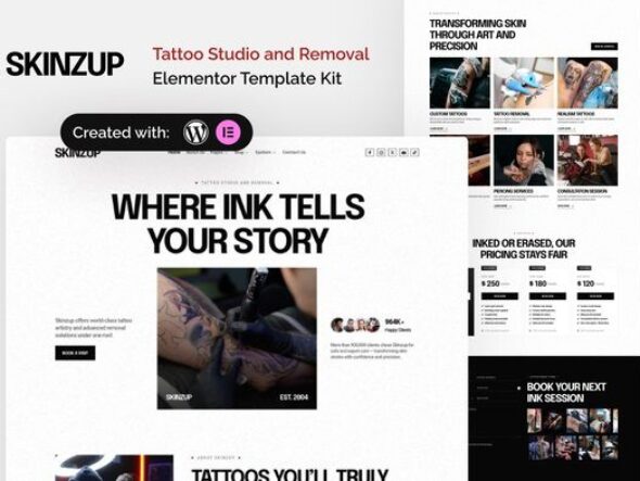 Skinzup - Tattoo Studio & Removal Elementor Template Kit