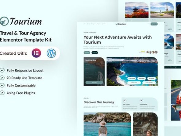 Tourium - Travel & Tour Agency Elementor Template Kit