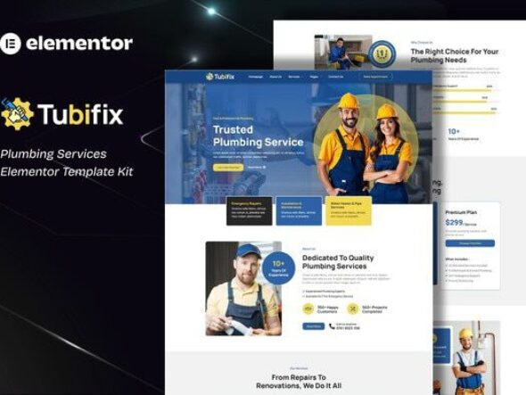 Tubifix – Plumbing Services Elementor Template Kit