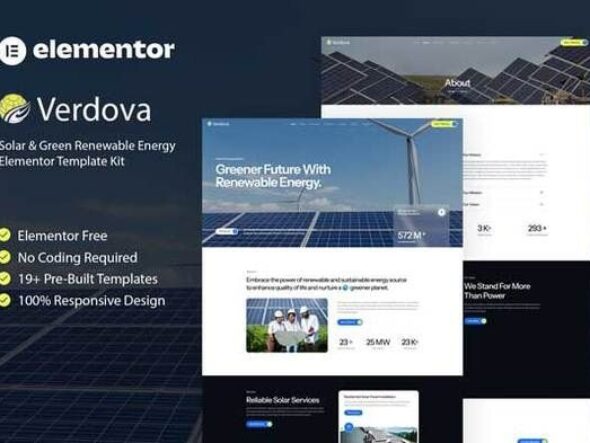 Verdova - Solar & Green Renewable Energy Elementor Template Kit