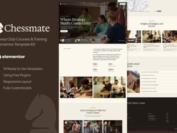 Chessmate - Chess Club Courses & Training Elementor Template Kit