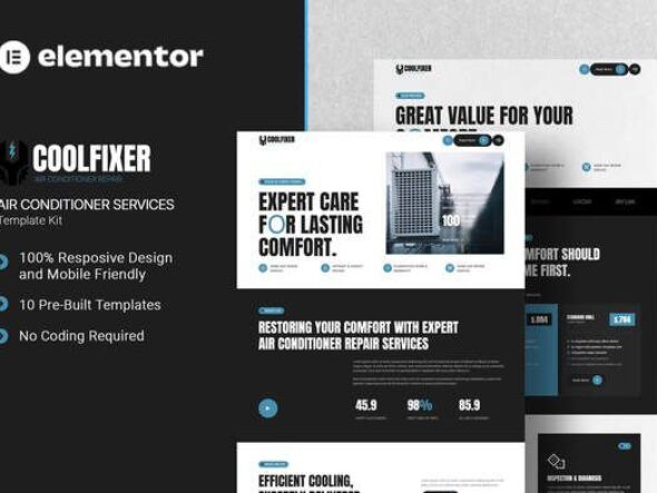 Coolfixer - Air Conditioner Services Elementor Template Kit