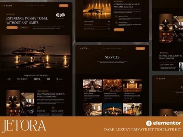 Jetora - Dark Luxury Private Jet Elementor Template Kit