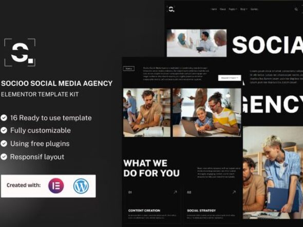 Socioo - Social Media Agency Elementor Template Kit
