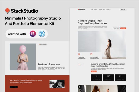StackStudio - A Minimalist Photography Studio & Portfolio Elementor Kit