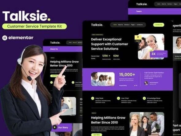 Talksie - Customer Service Website Elementor Template Kit