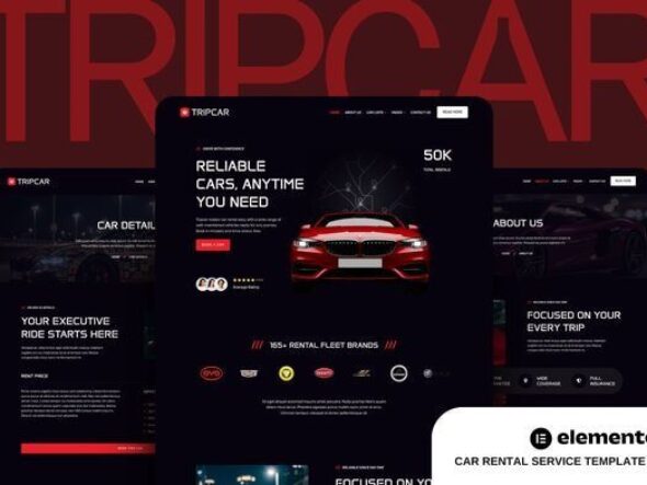 Tripcar - Car Rental Service Website Elementor Template Kit