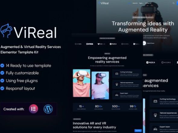 Vireal - Augmented & Virtual Reality Services Elementor Template Kit