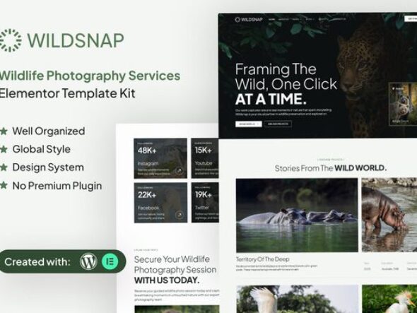 Wildsnap - Wildlife Photography Services Elementor Template Kit